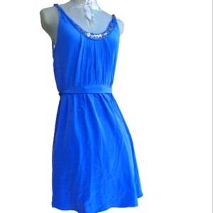 Rebecca Taylor Blue Silk Dress Sequin Neckline 6